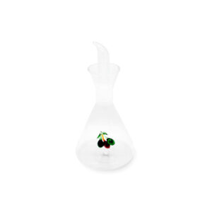 Oliera in vetro borosilicato con decoro in vetro colorato su base neutra